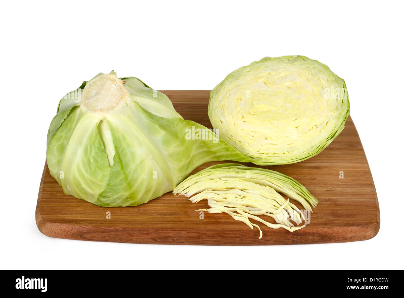 Raw Cabbage, Cut in half Stock Photo