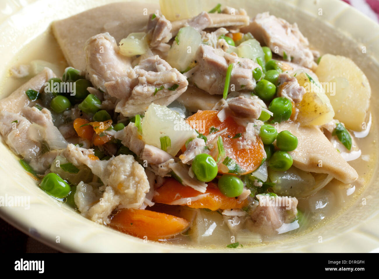 Amish Chicken Pot Pie made the traditional way Stock Photo Alamy