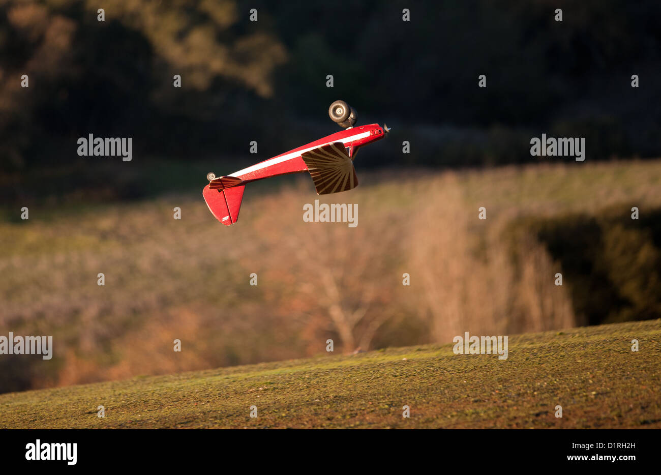 Model Plane In Flight Upside Down Stock Photo Alamy