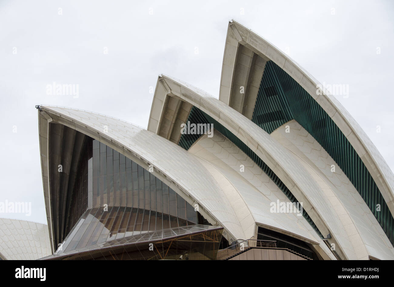 SYDNEY, Australia - SYDNEY, Australia - The distinctive sails of the roof of the Sydney Opera House as seen from the harbor. The iconic building is situated prominently in Sydney Harbour, Sydney, Australia. Stock Photo