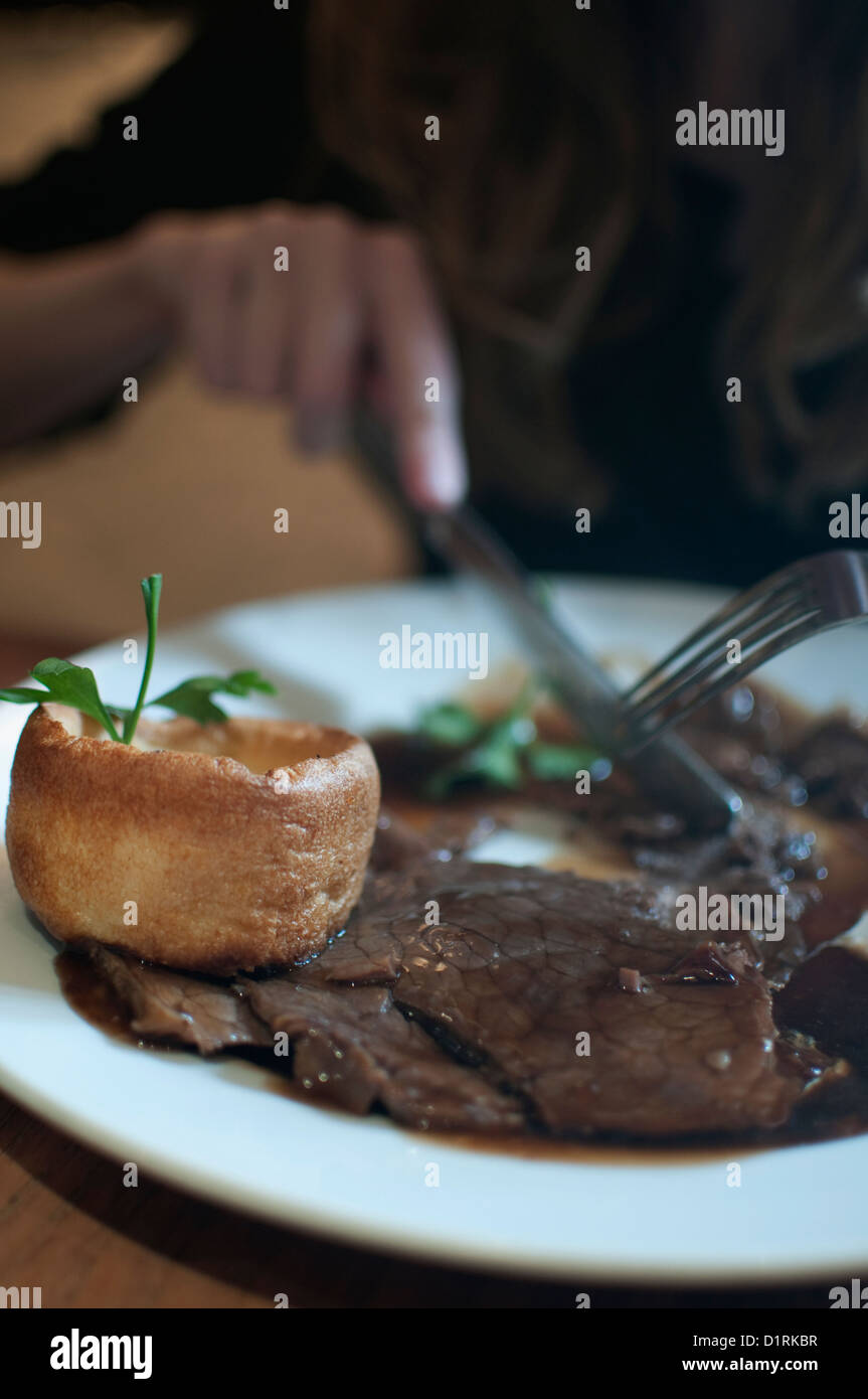 Roast beef and Yorkshire pudding Stock Photo Alamy