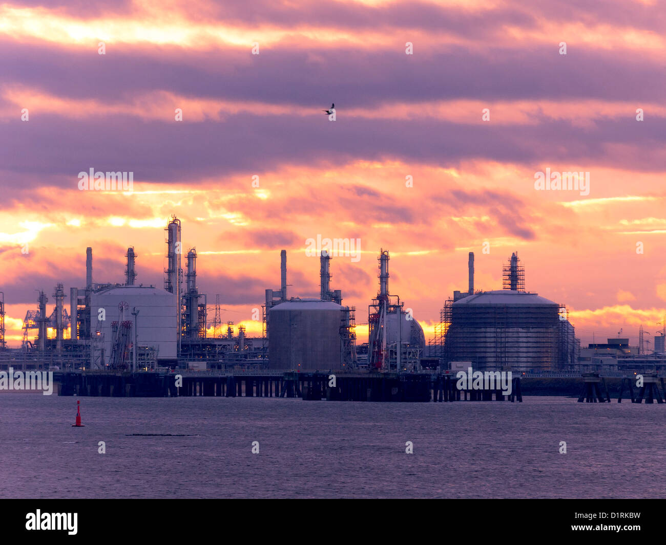 Teesside Oil Refinery in Cleveland UK  at sunset Stock Photo