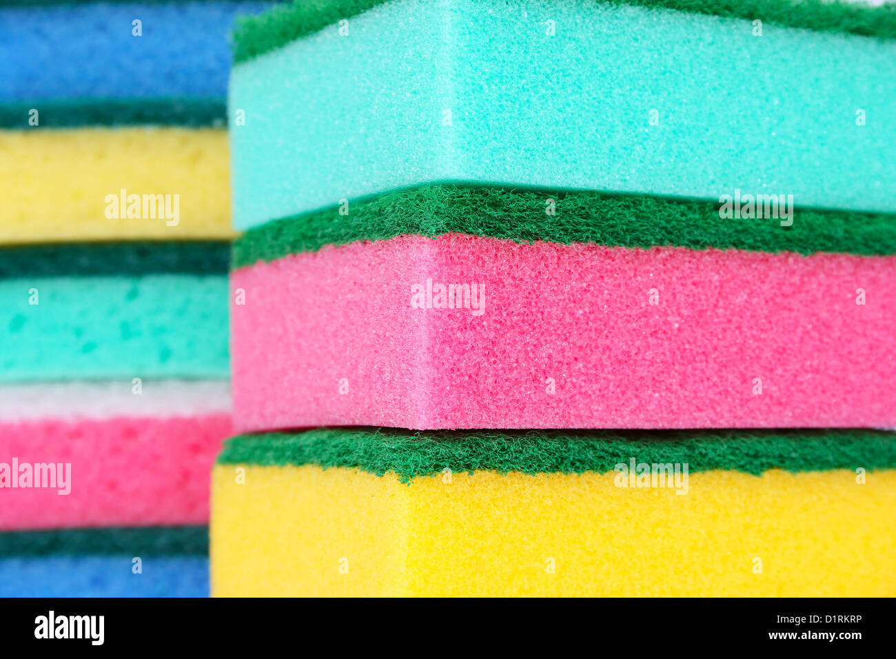 Colorful sponges closeup picture. Stock Photo