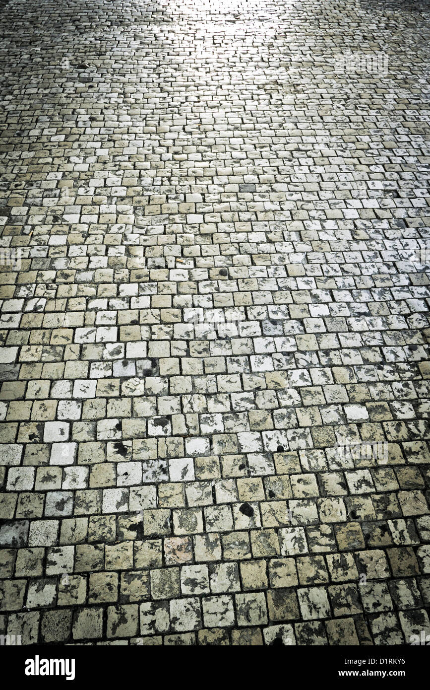 road paved with setts Stock Photo