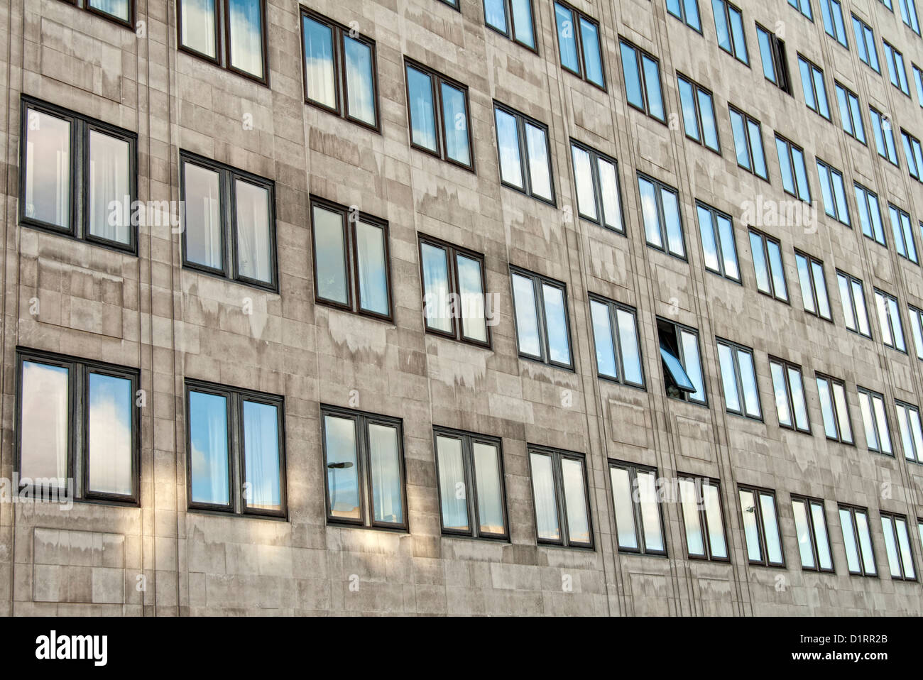 windows in concrete office building Stock Photo Alamy