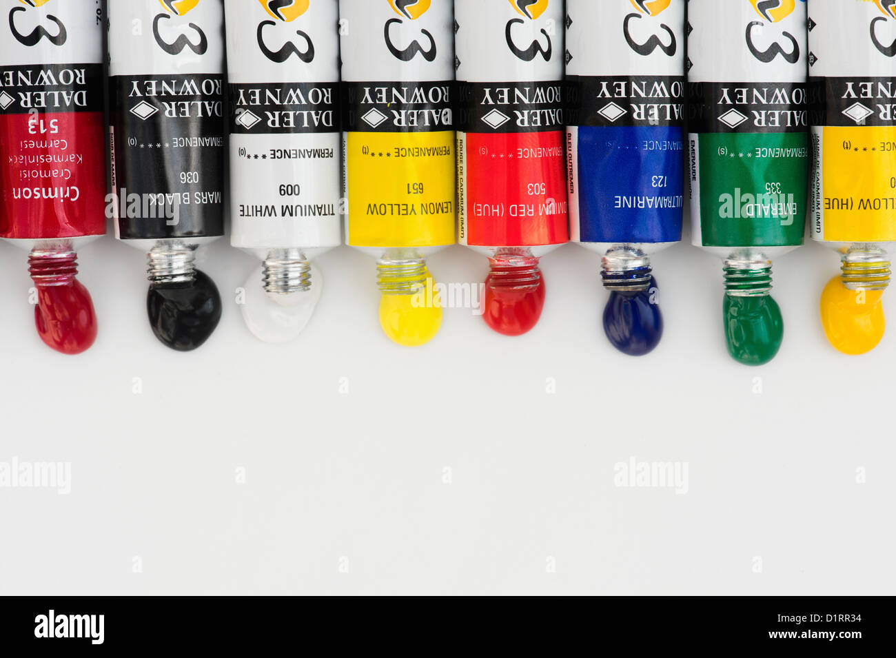 Artists acrylic paint tubes on white Stock Photo Alamy