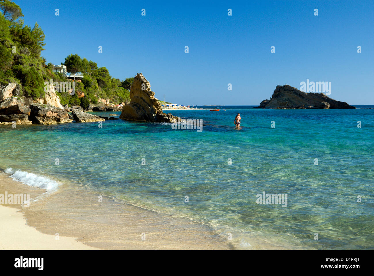 Platys Gialos beach, Lassi, Argostoli, Kefalonia, Ionian Islands, Greece. Stock Photo