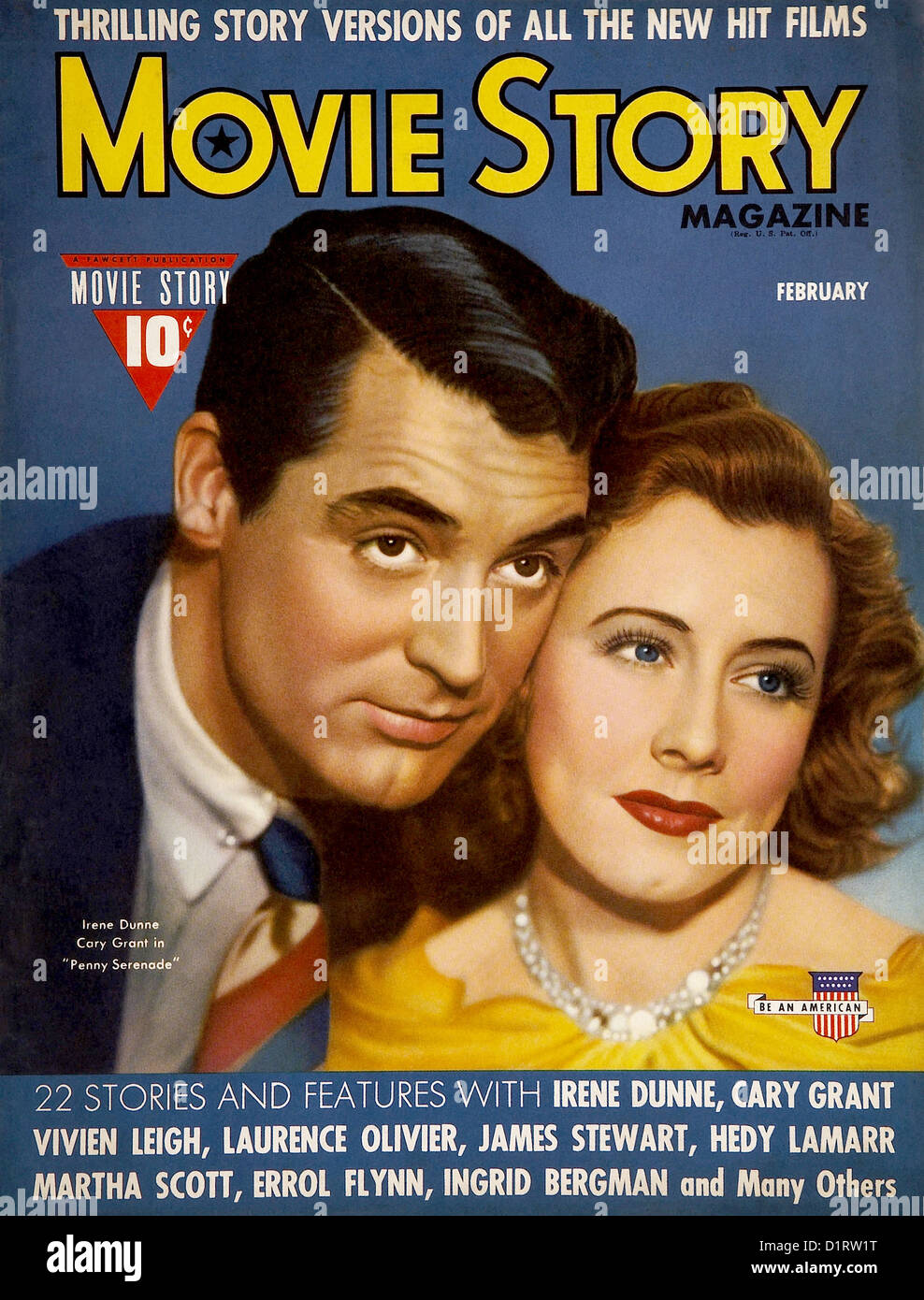 MOVIE STORY February 1941 edition of US fan magazine with Cary Grant and Irene Dunne on the cover promoting 'Penny Serenade' Stock Photo