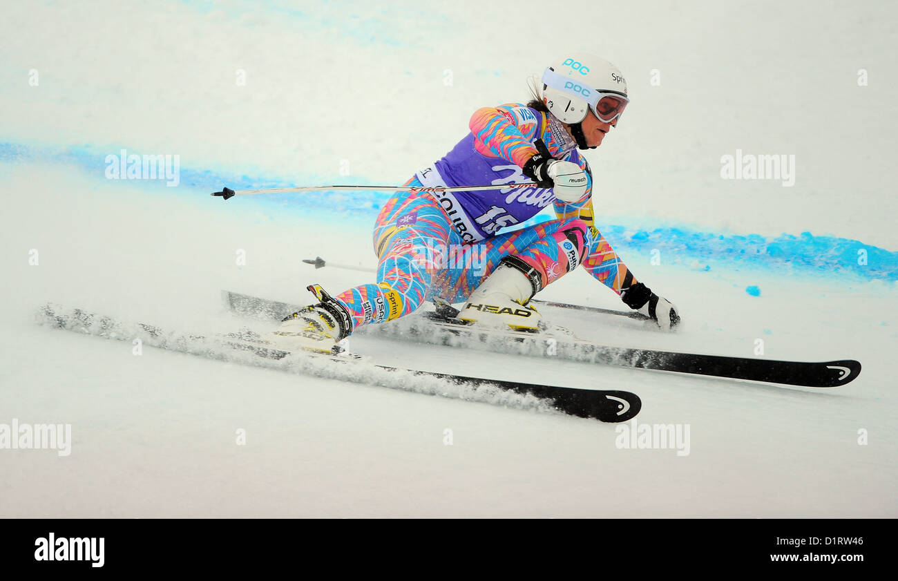 Audi FIS World Cup, Ladies Giant Slalom, Courchevel, France, 16.12.12. American skier Julia Mancuso. Stock Photo
