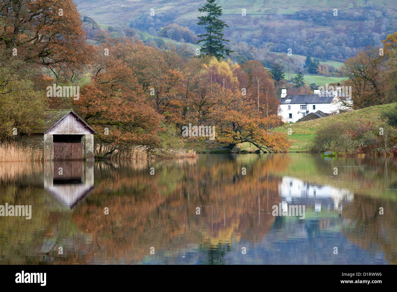 Rydal Water reflections Stock Photo