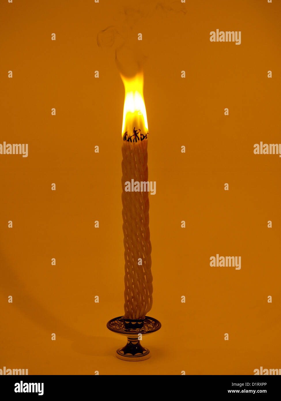 Havdalah Candle used In a Ceremony at the end of Shabbat Stock Photo