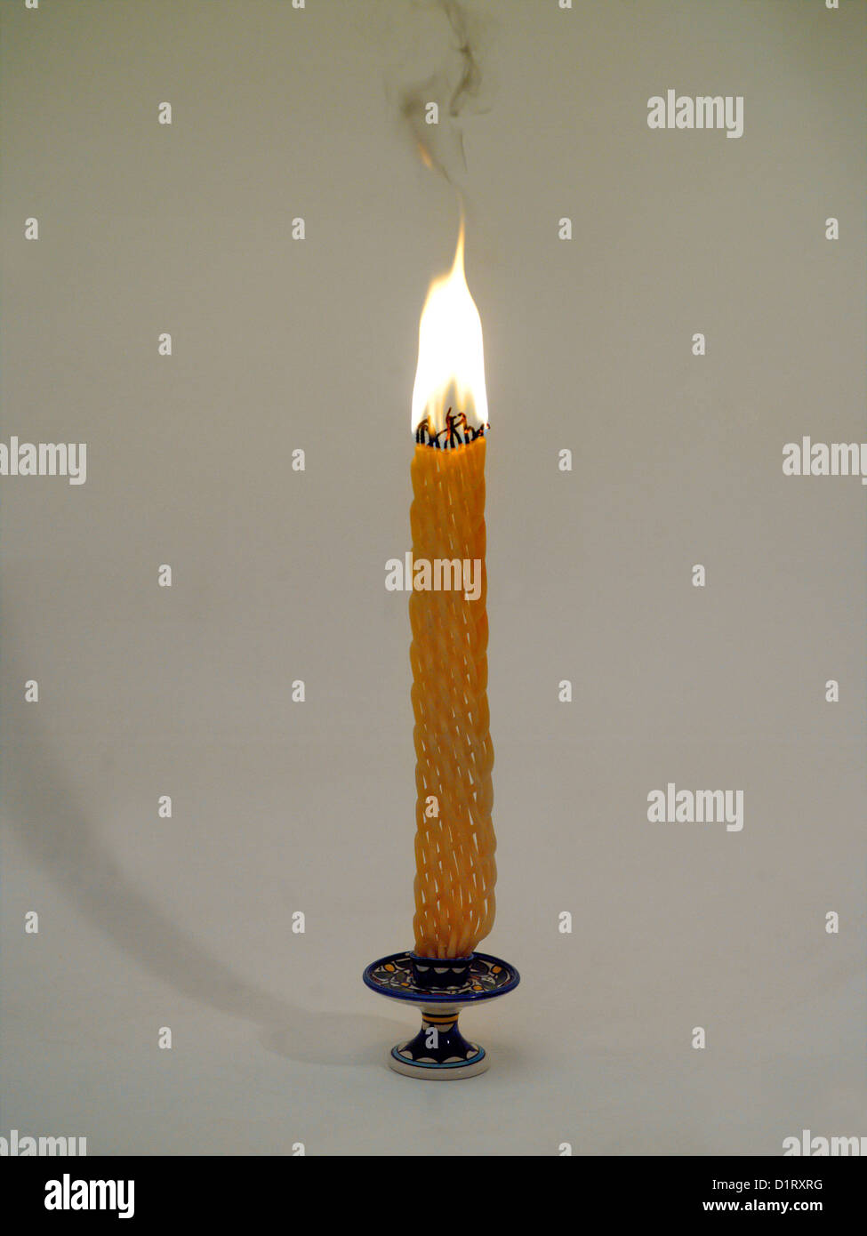 Havdalah Candle used In a Ceremony at the end of Shabbat Stock Photo