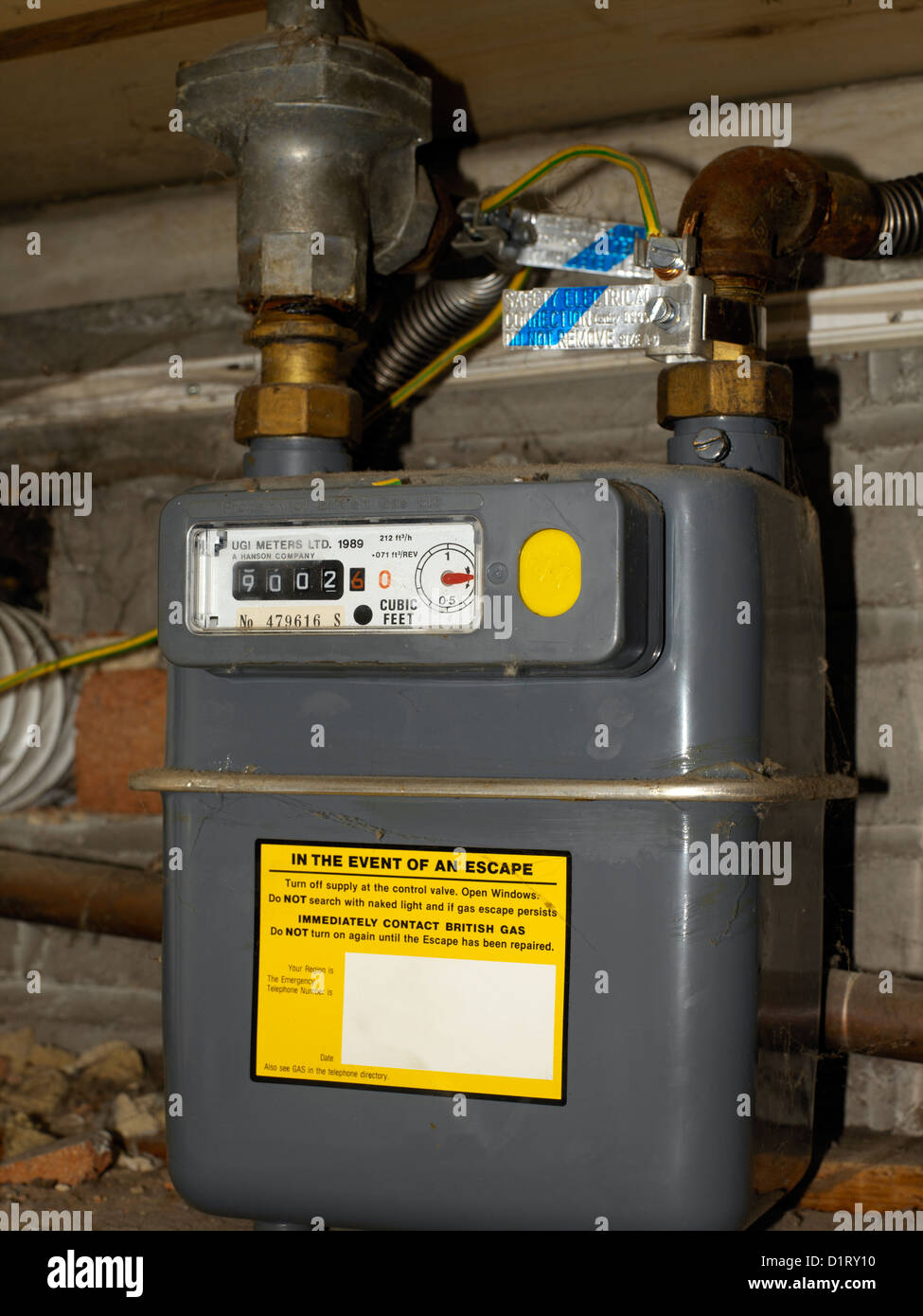 Label Attached to Gas Meter Saying Safety Electrical Connection Do Not  Remove Stock Photo - Alamy