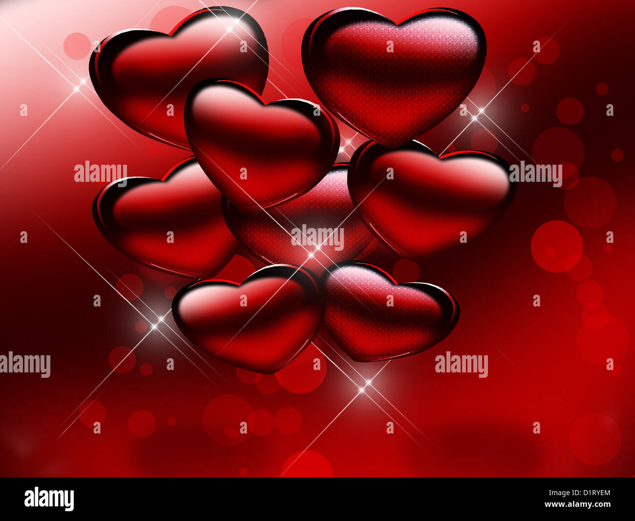 Shiny red hearts Stock Photo - Alamy