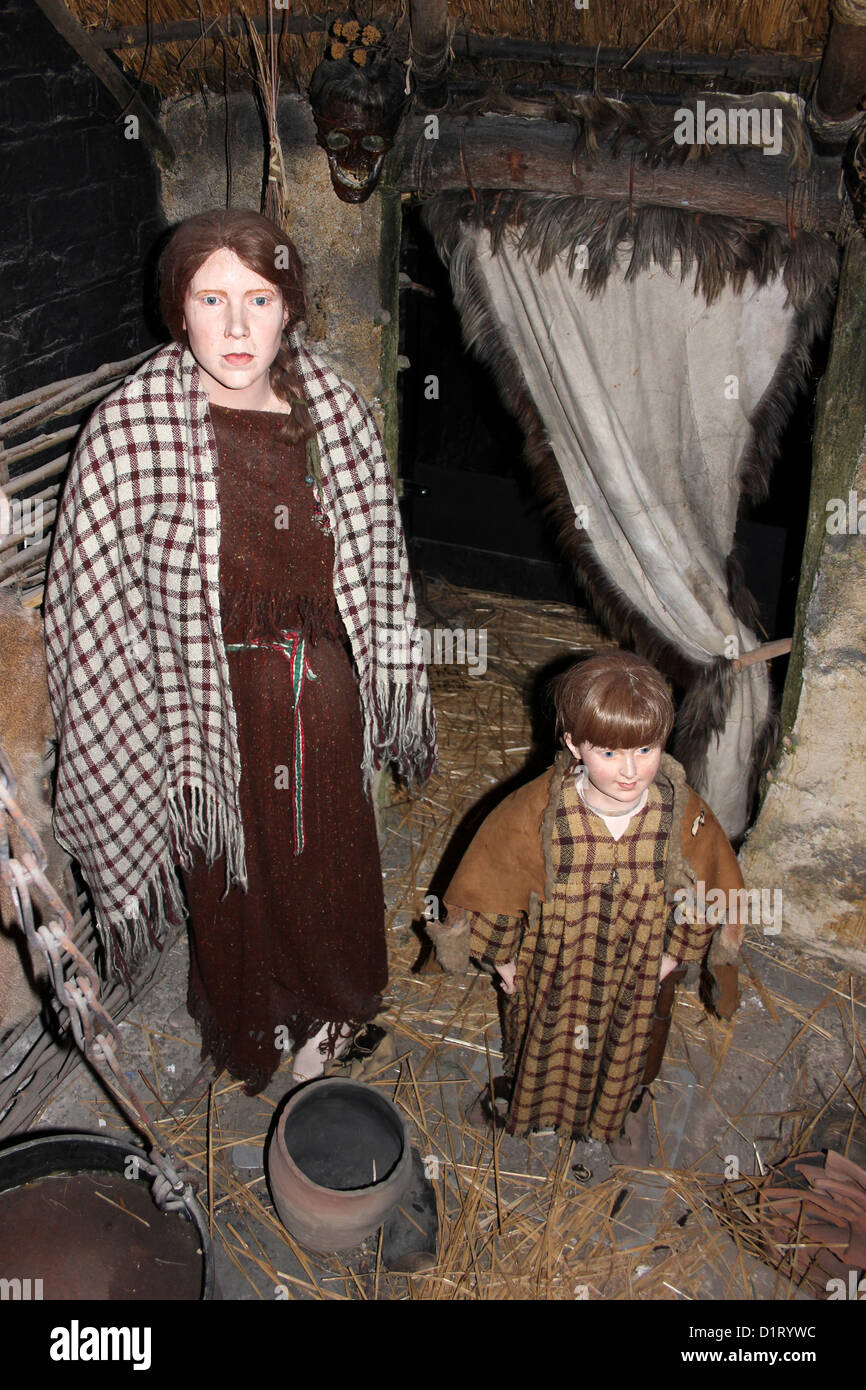 Reconstruction Showing Iron Age Family Stock Photo