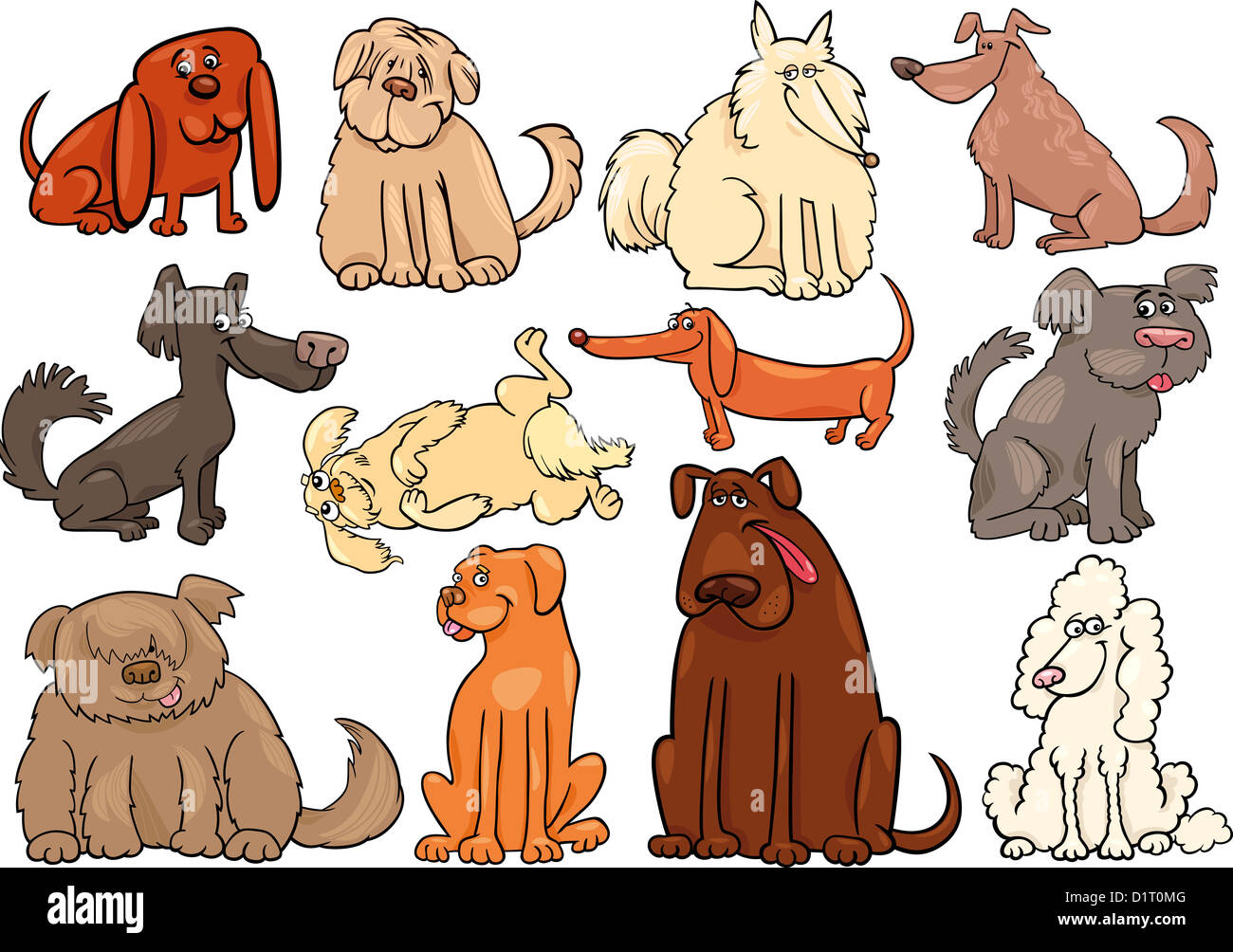 Cartoon Illustration of Funny Different Dogs or Puppies Set Stock Photo ...