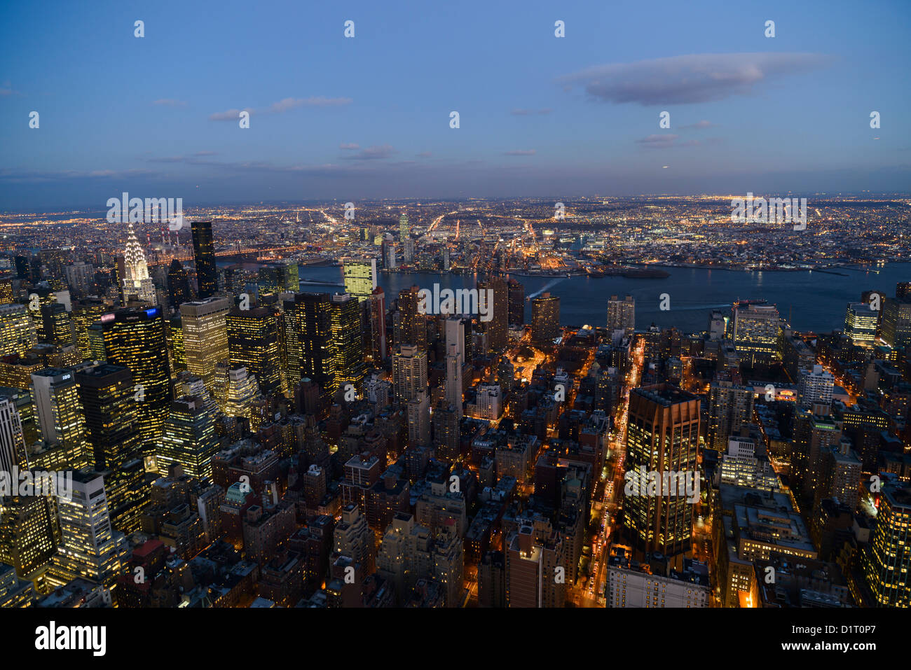 New York City Skyline at dusk, Midtown Manhattan, New York, USA Stock Photo