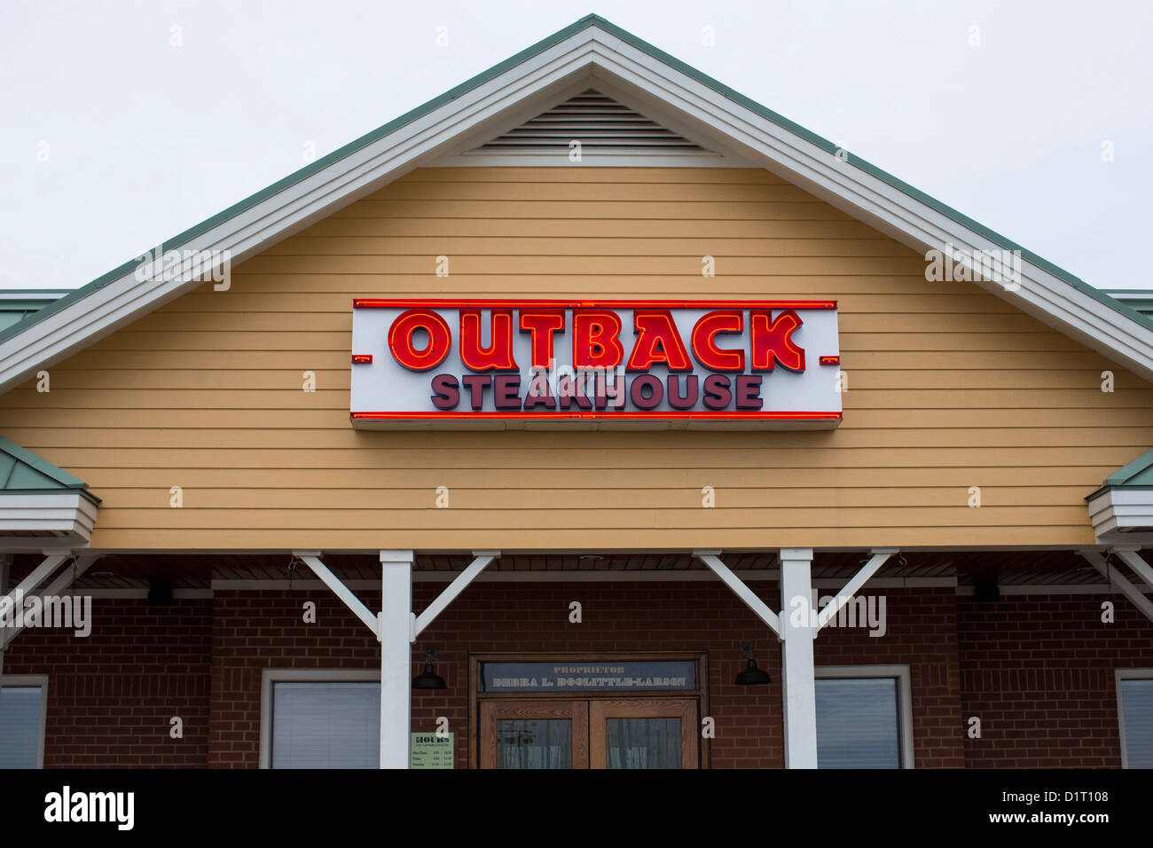 An Outback Steakhouse casual dining chain restaurant.  Stock Photo