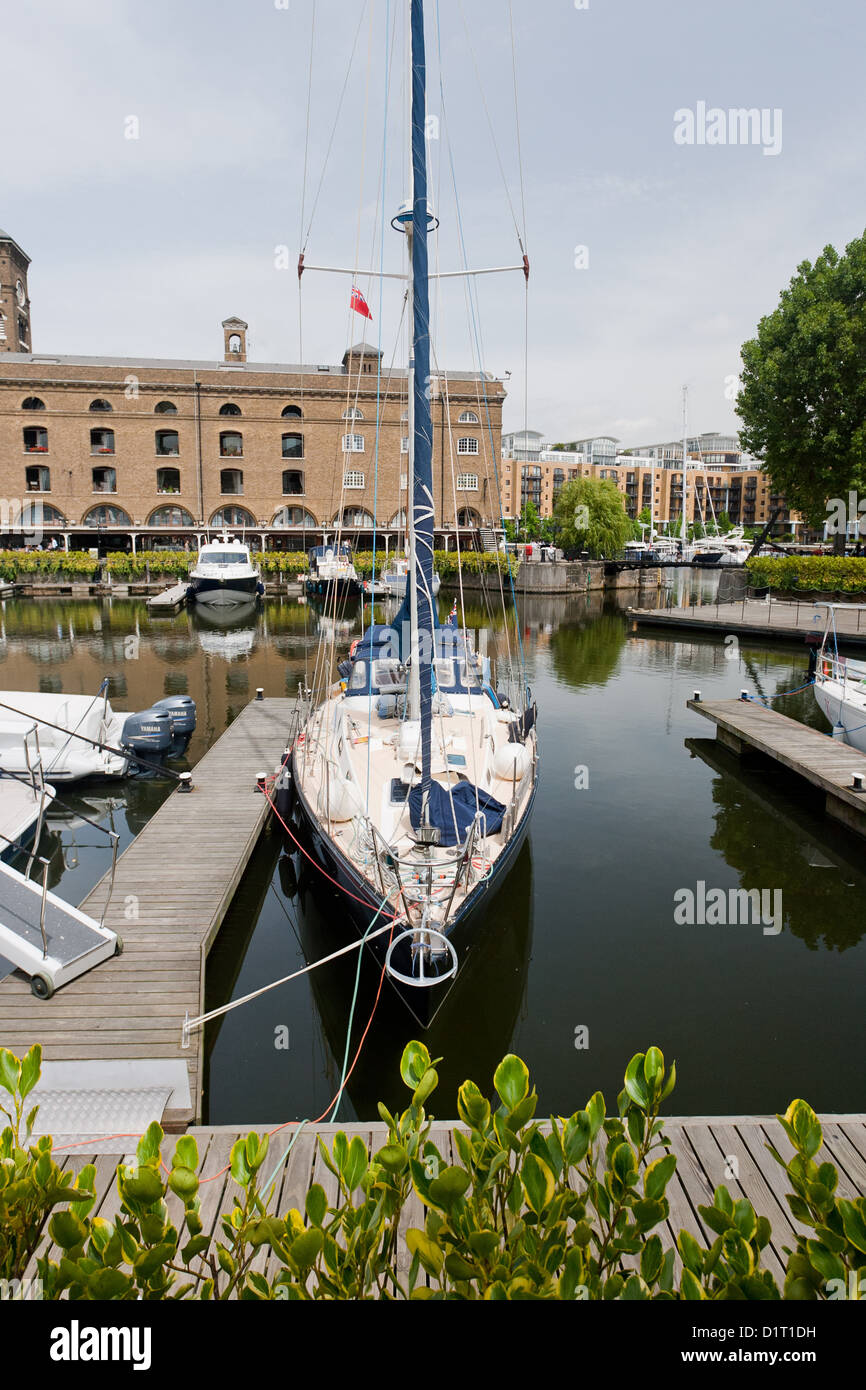 St Katharine Docks, London’s premiere luxury yacht Marina in the London Borough of Tower Hamlets. Stock Photo