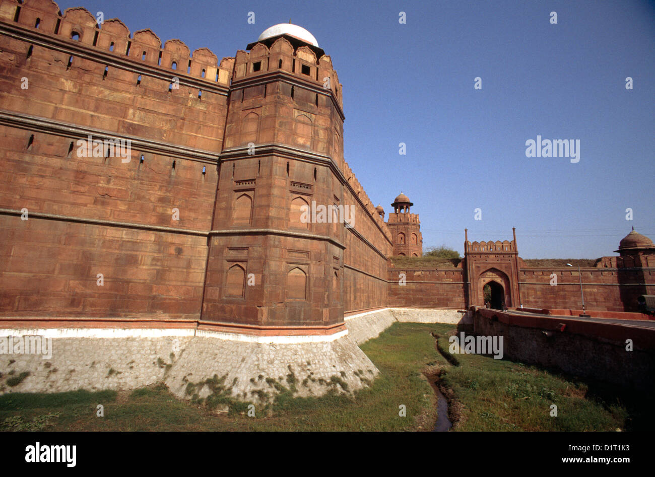 Delhi India Red Fort (Lal Qilah) Exterior Stock Photo