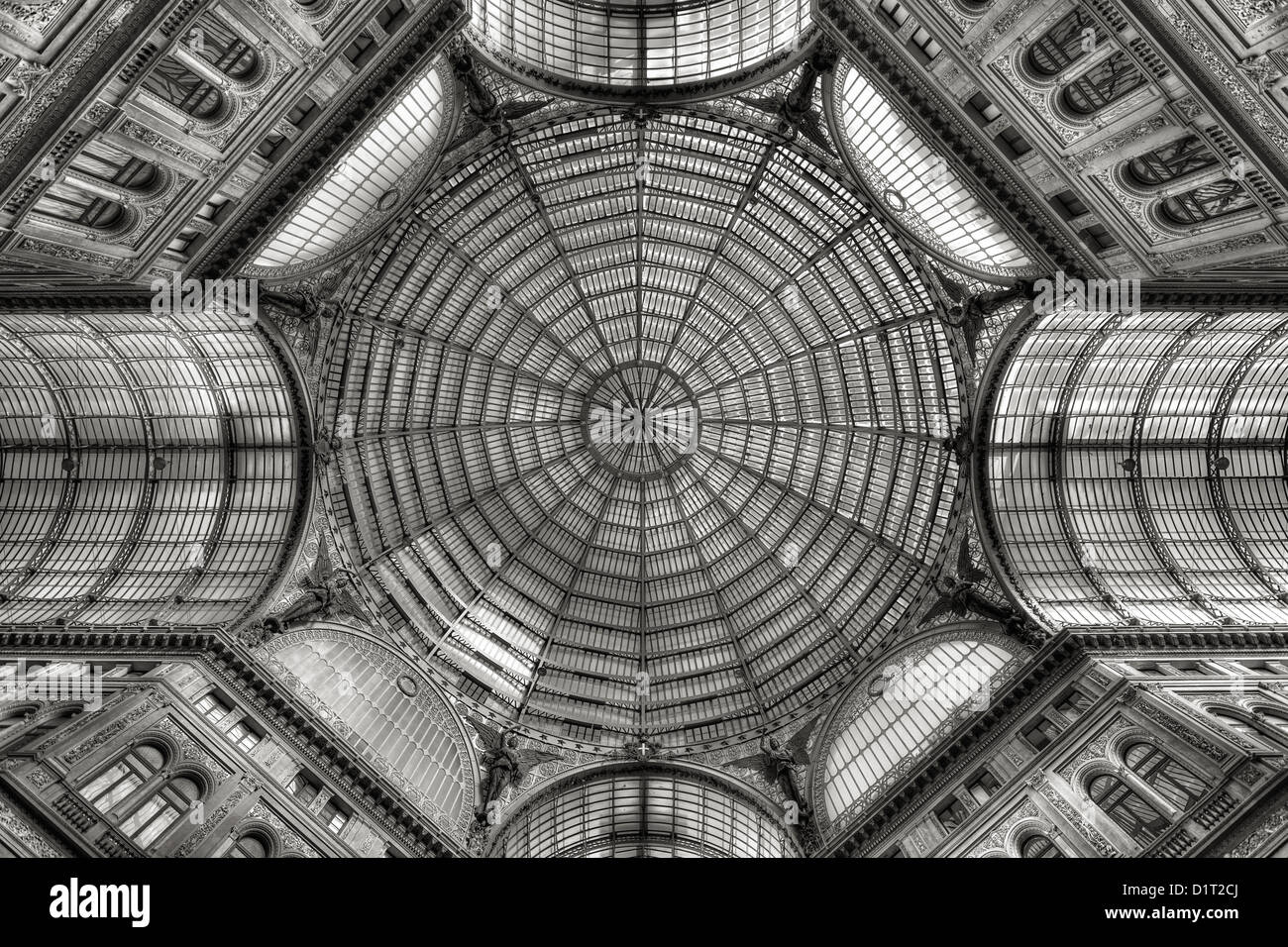Iron and glass domed roof Stock Photo - Alamy