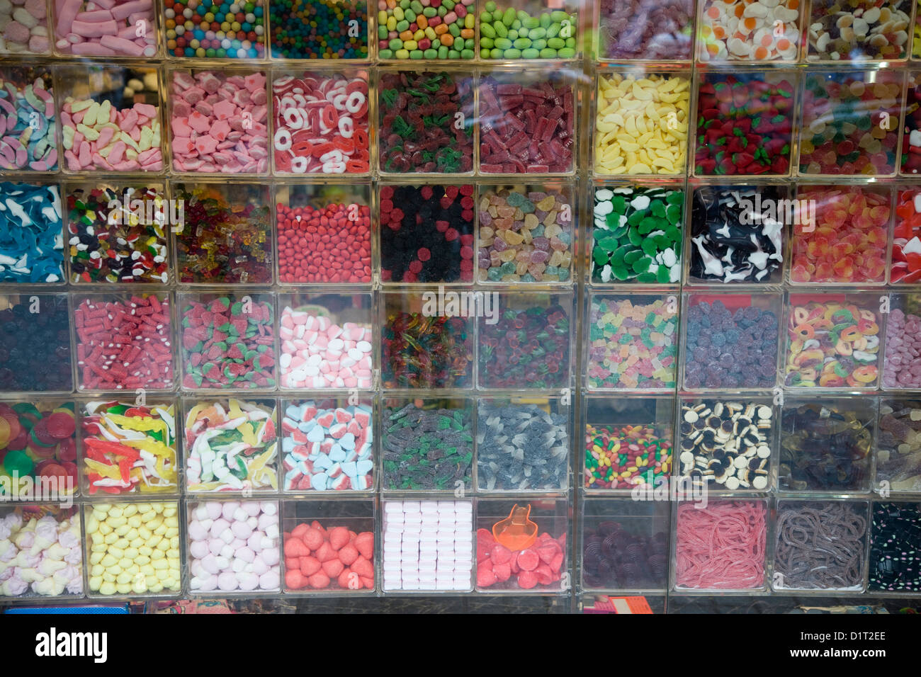 Pick n' mix sweets in Las Ramblas, Barcelona, Spain Stock Photo