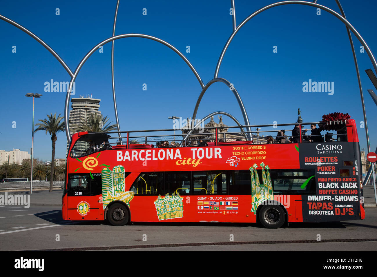 City Sightseeing double decker tour bus in Barcelona, Spain Stock Photo