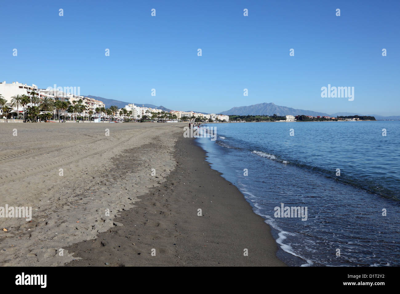 Beach of Estepona, Costa del Sol, Andalusia, Spain Stock Photo