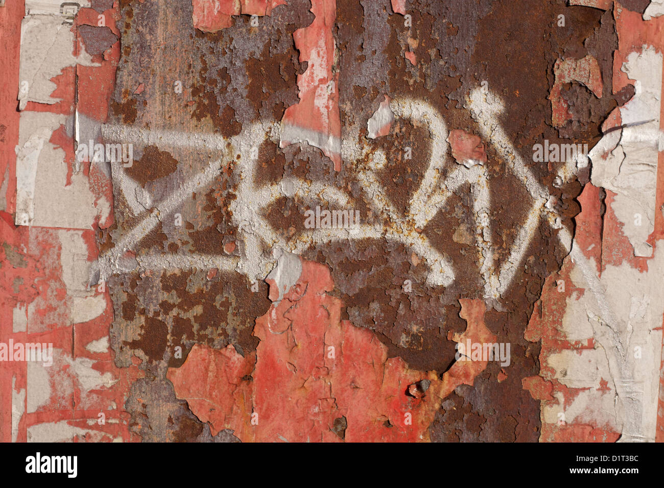 ZEB X graffiti tag flaky painted, rusty bridge, Ladbroke Grove, W10, London, England, UK Stock