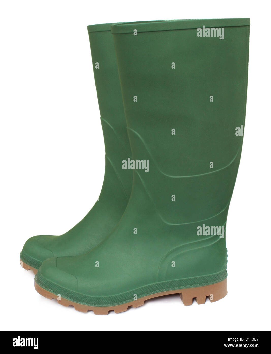 Pair of green rubber boots Stock Photo Alamy