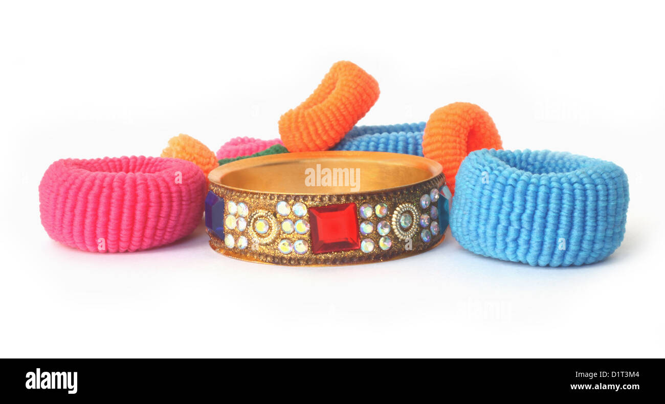 Hair elastics with stone bracelet Stock Photo Alamy