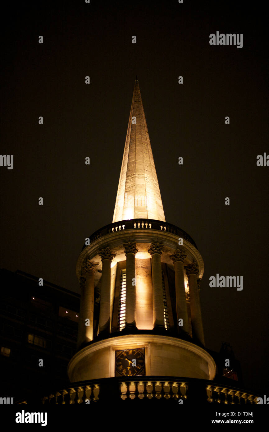Night shot of All Souls Church, Langham Place, W1 Stock Photo