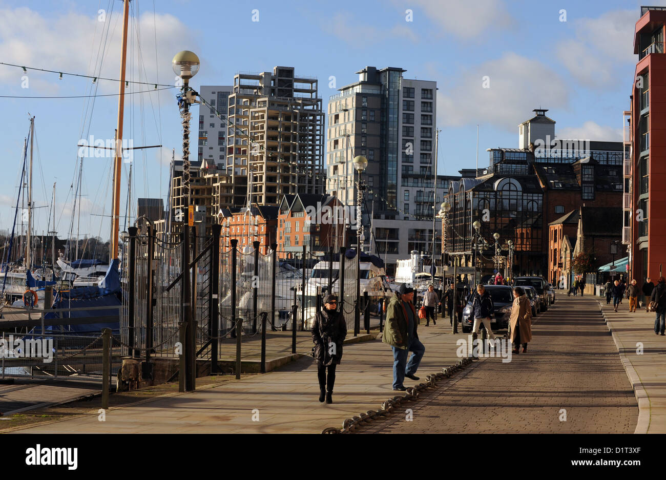Ipswich UK Walking in the historic waterfront area which has been ...