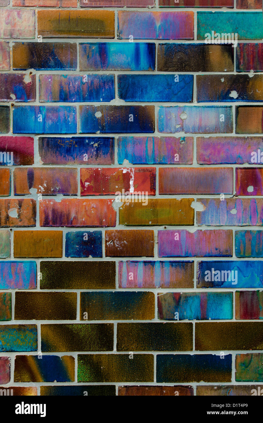 Colorful glazed brick wall in Berlin Stock Photo