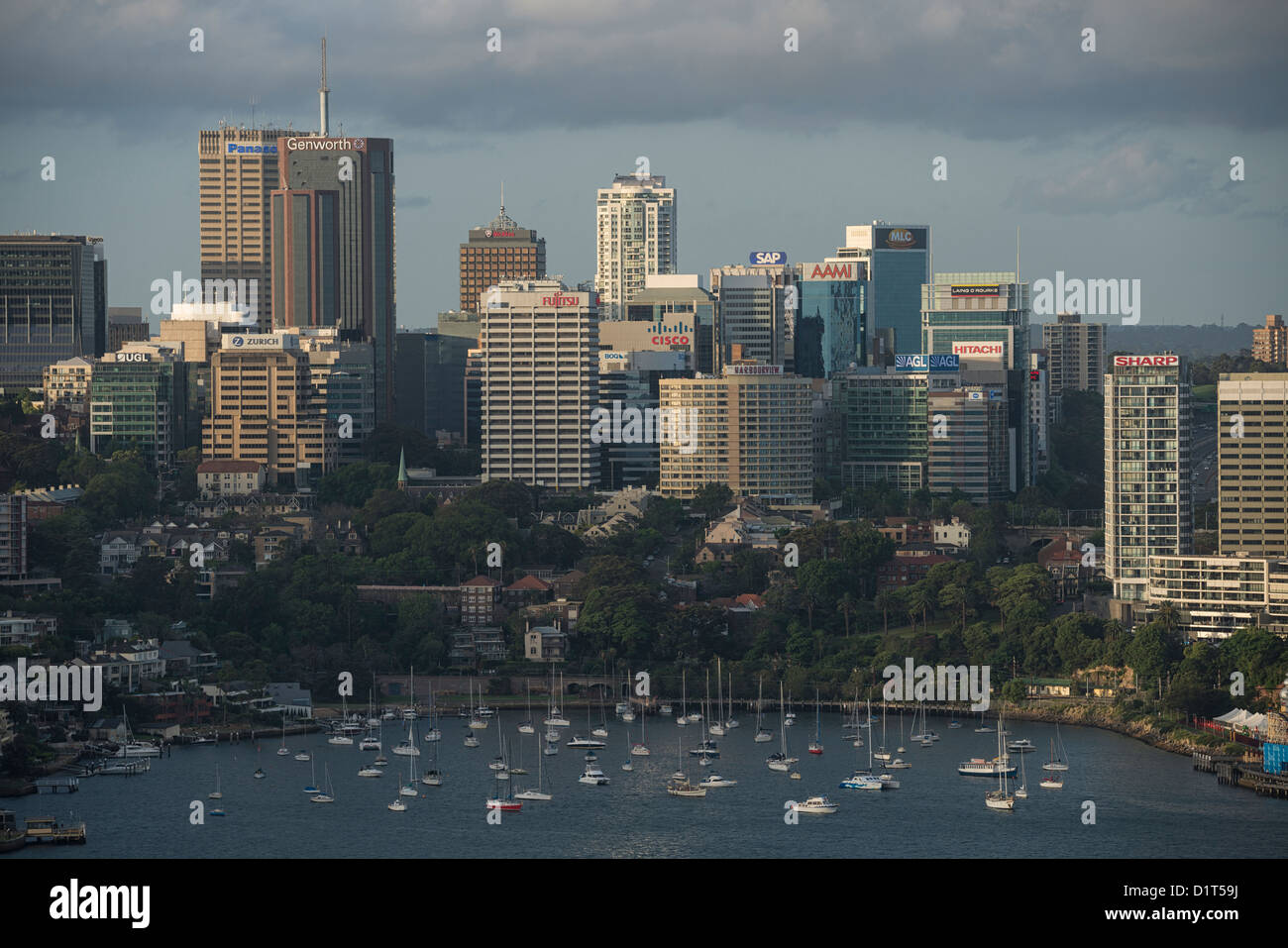 North Sydney Skyline and Lavender Bay, Australia Stock Photo