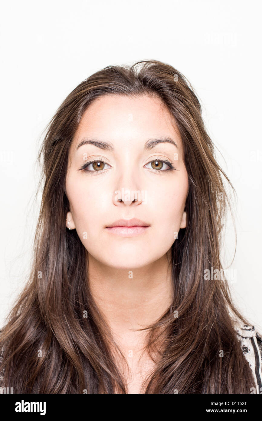 Portrait of Young Woman of Mixed Indian and British Race with Nose Stud