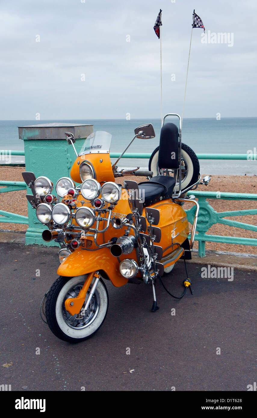 Lambretta scooter on Brighton seafront Stock Photo Alamy