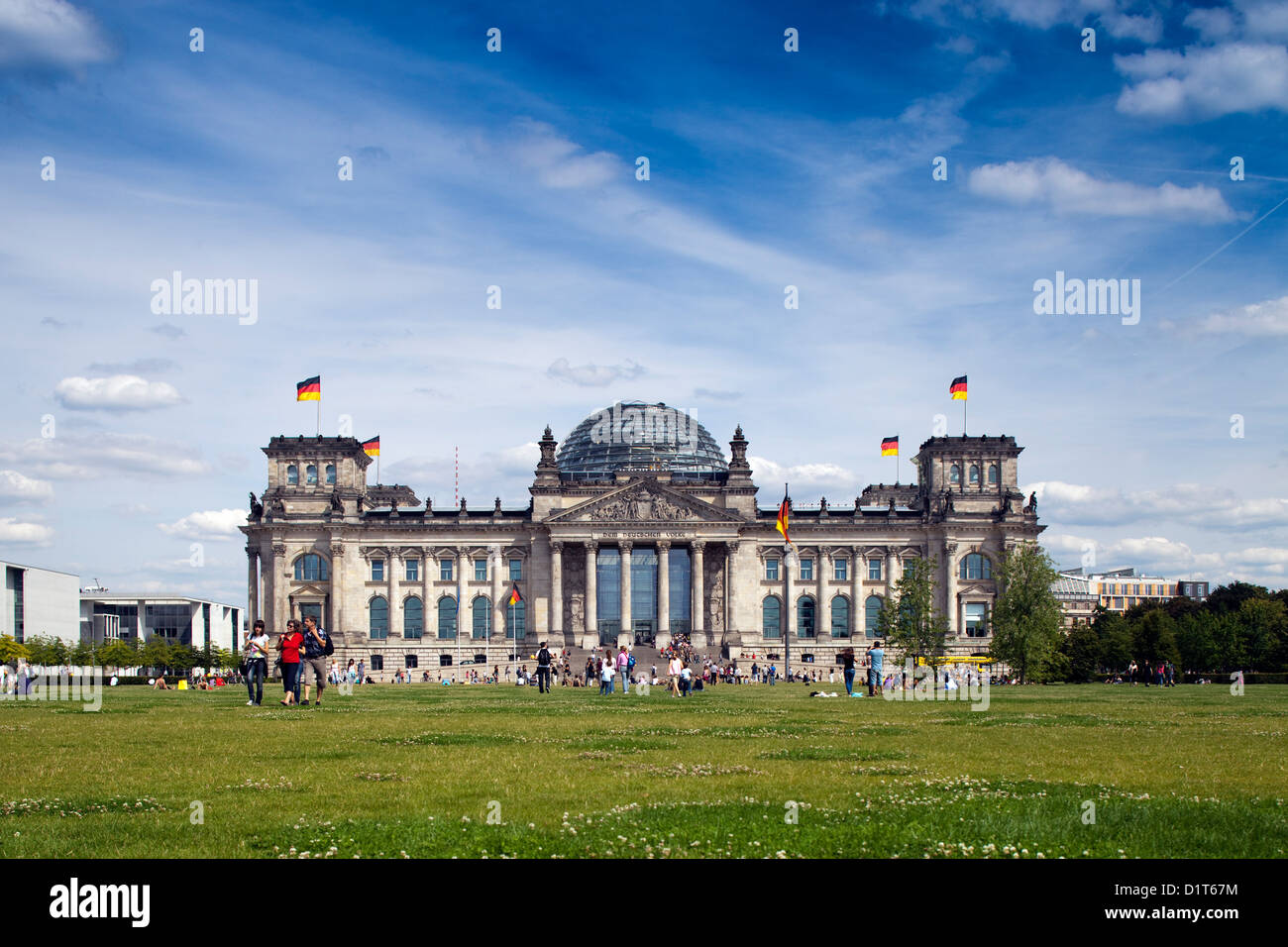 Berlin, Germany, the Reichstag, Germany with many flags Stock Photo
