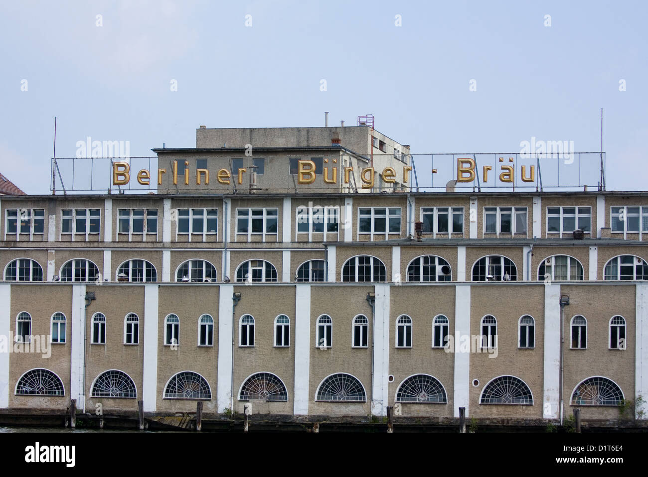 Berlin, Germany, Berlin brewery Buerger Braeu seen from Spree Stock Photo