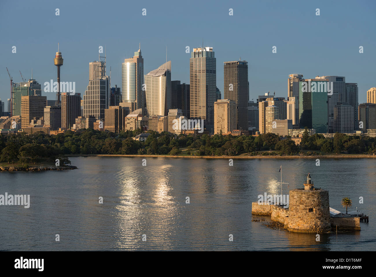 Fort Denison and Sydney Skyline, Australia Stock Photo