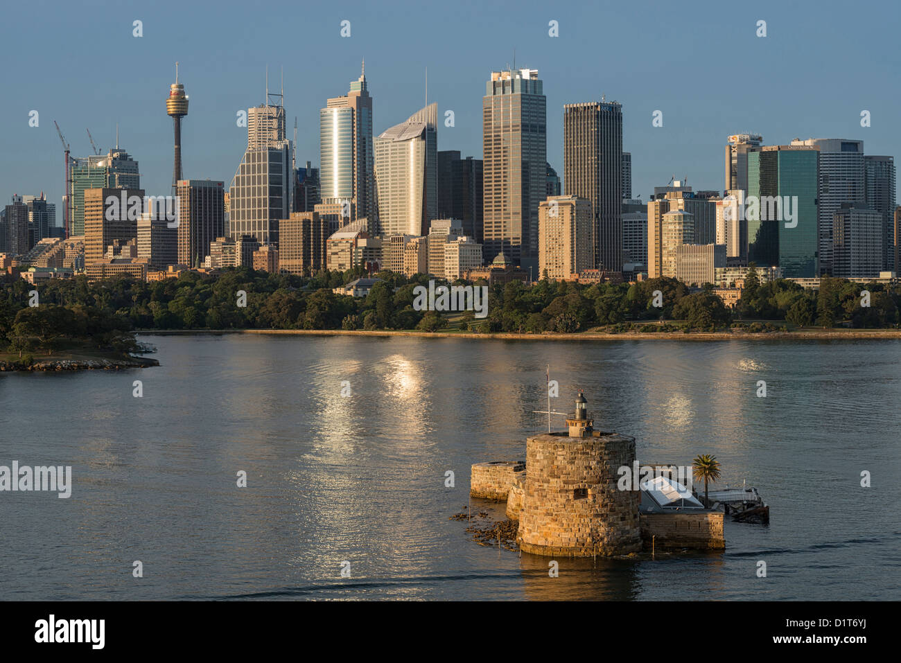 Fort Denison and Sydney Skyline, Australia Stock Photo