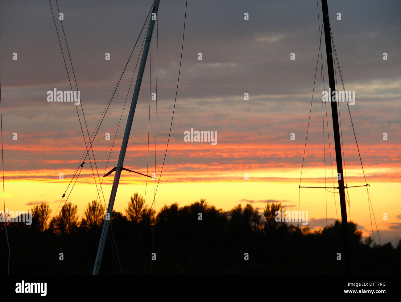 Cotswolds lakes sunset Stock Photo