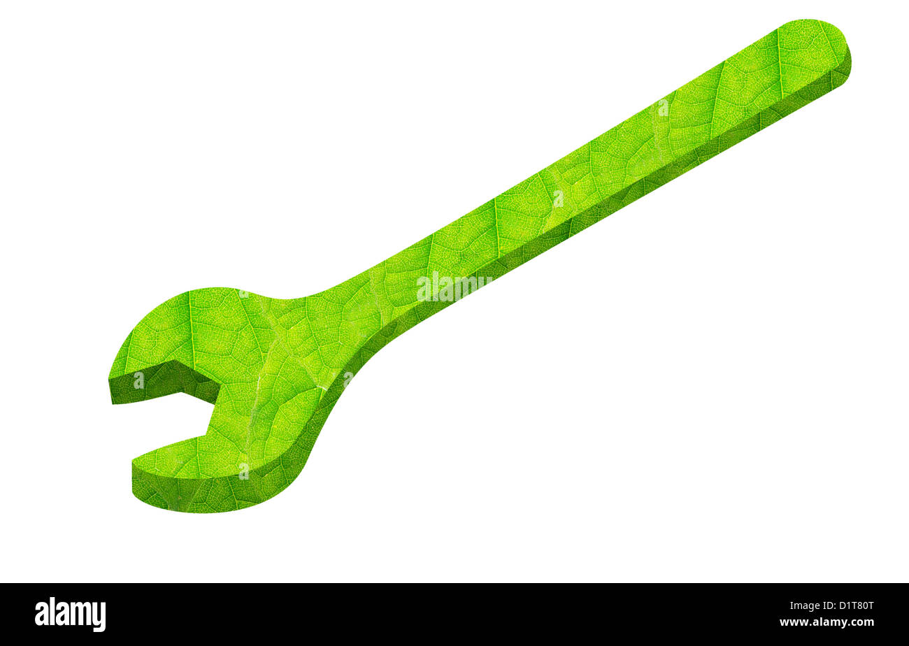Green wrench isolated on white background Stock Photo - Alamy