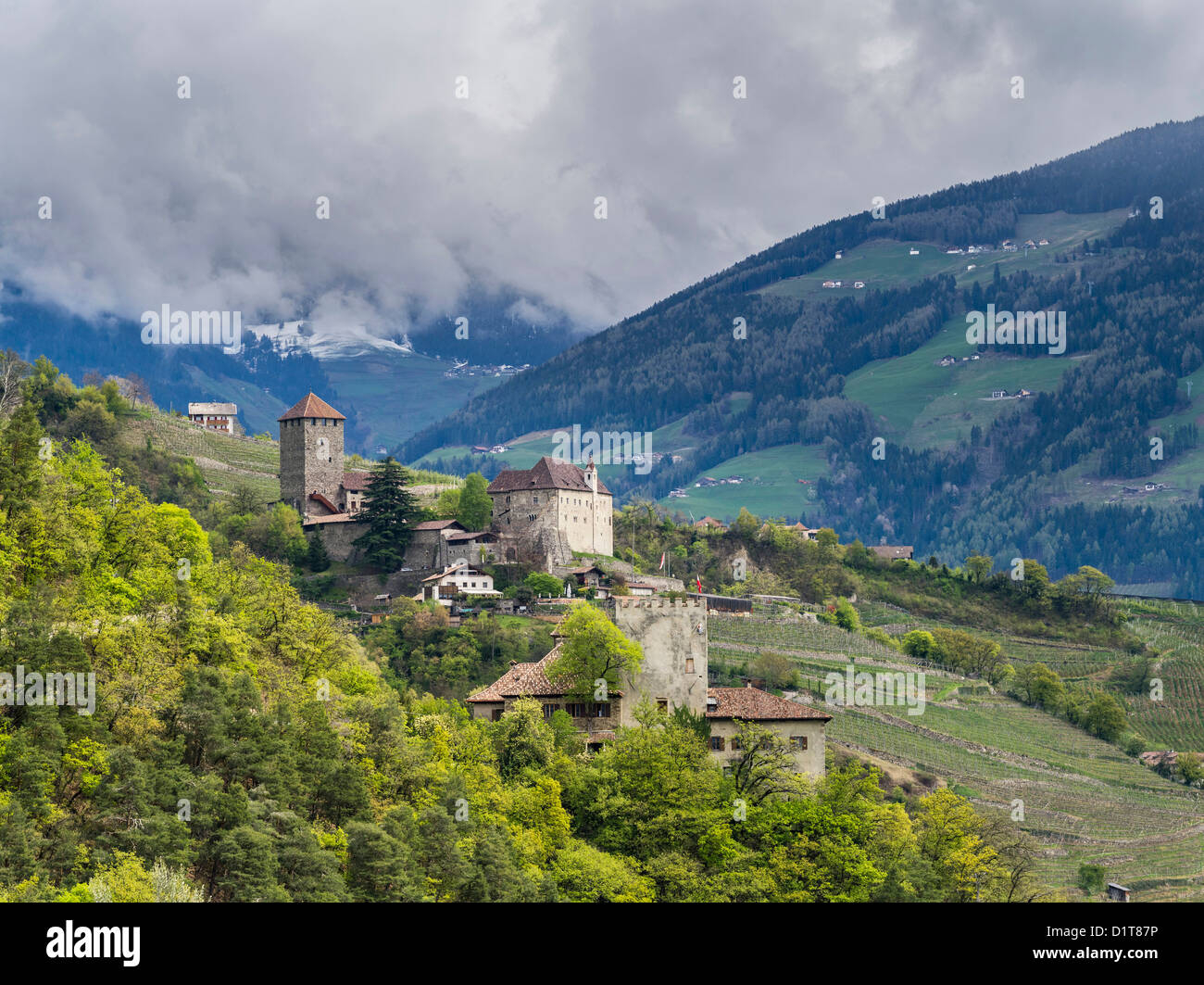 Tirol (or Tyrol) Castle near Meran in South Tyrol. It is a tourist attraction and museum. Italy, South Tyrol. Stock Photo