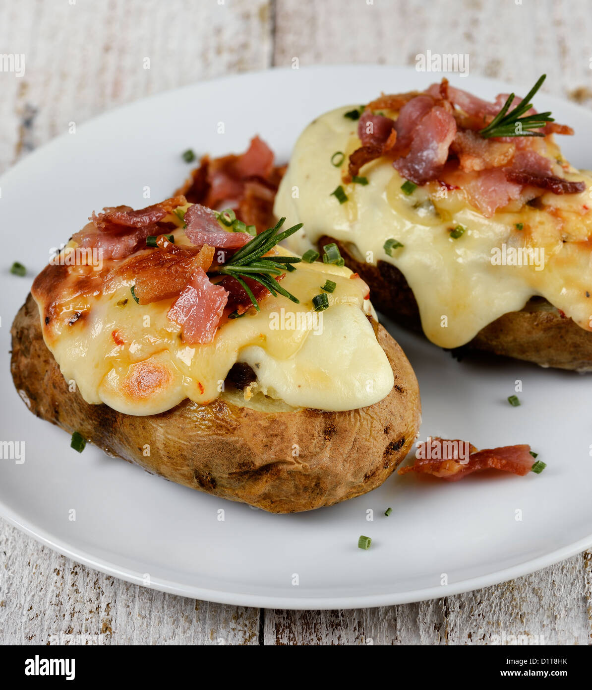 Ham and Cheddar Cheese Stuffed Potato Skins Stock Photo Alamy