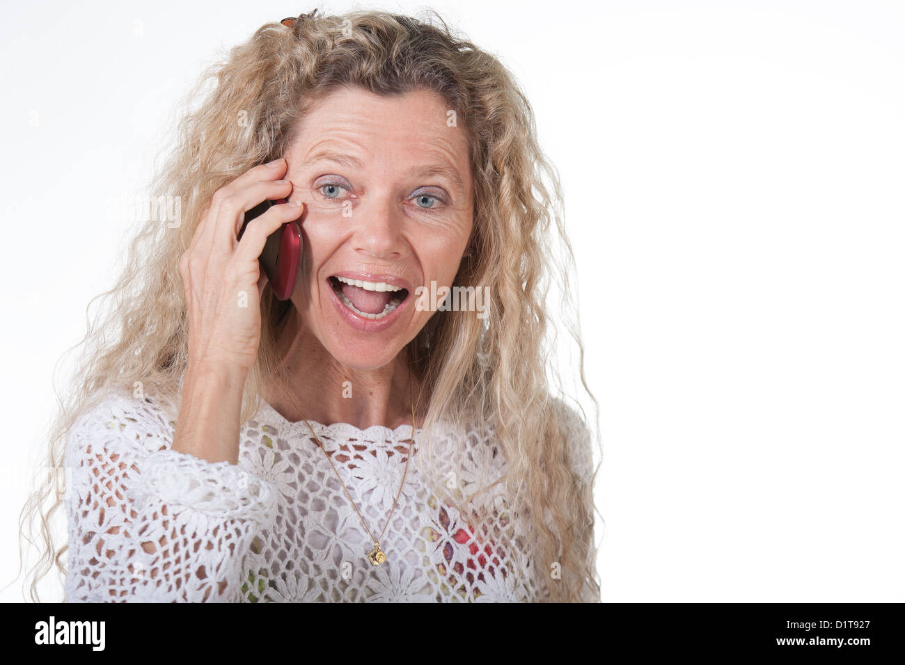 Mature blonde woman surprised expression hi-res stock photography and ...