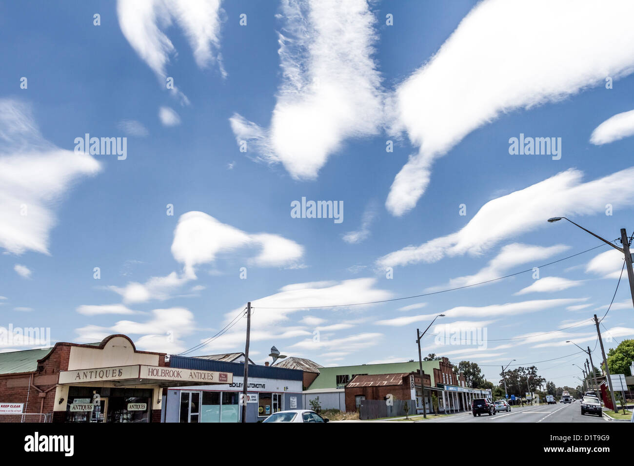 Unusual formations of Cirrus Uncinus cloud formations Stock Photo