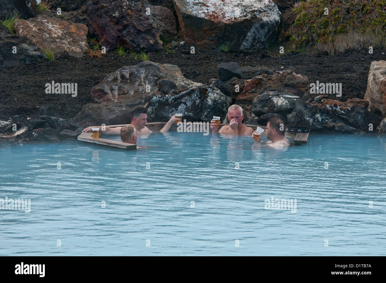 enjoying a hot spring bath in Myvatn, Iceland Stock Photo Alamy