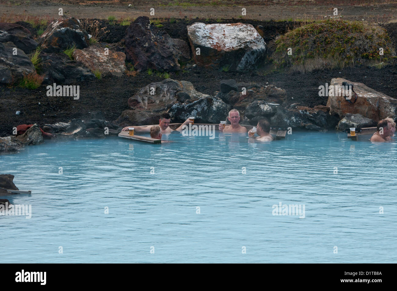 enjoying a hot spring bath in Myvatn, Iceland Stock Photo Alamy