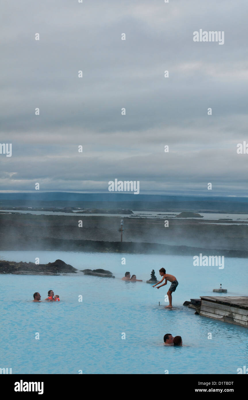 enjoying a hot spring bath in Myvatn, Iceland Stock Photo Alamy